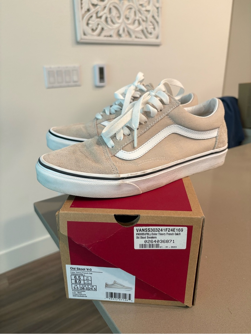 Vans Old Skool Sneakers in Beige and White